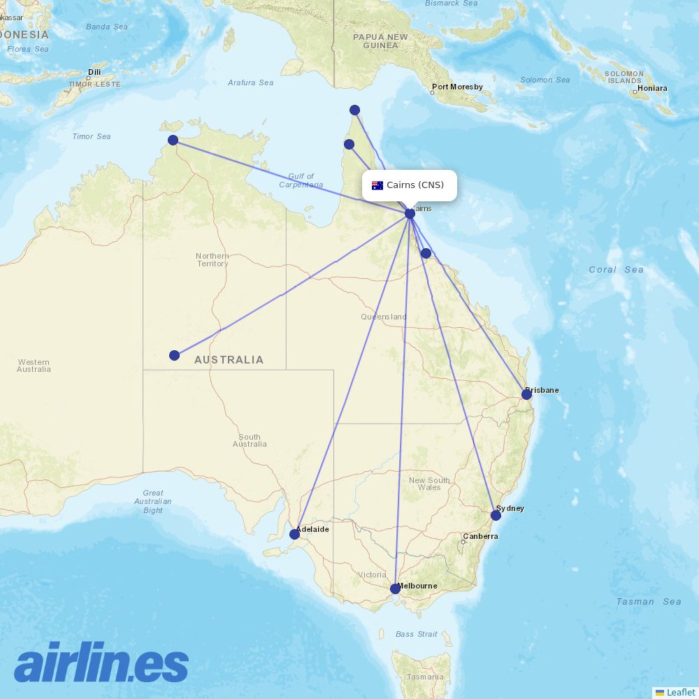 Qantas at CNS route map