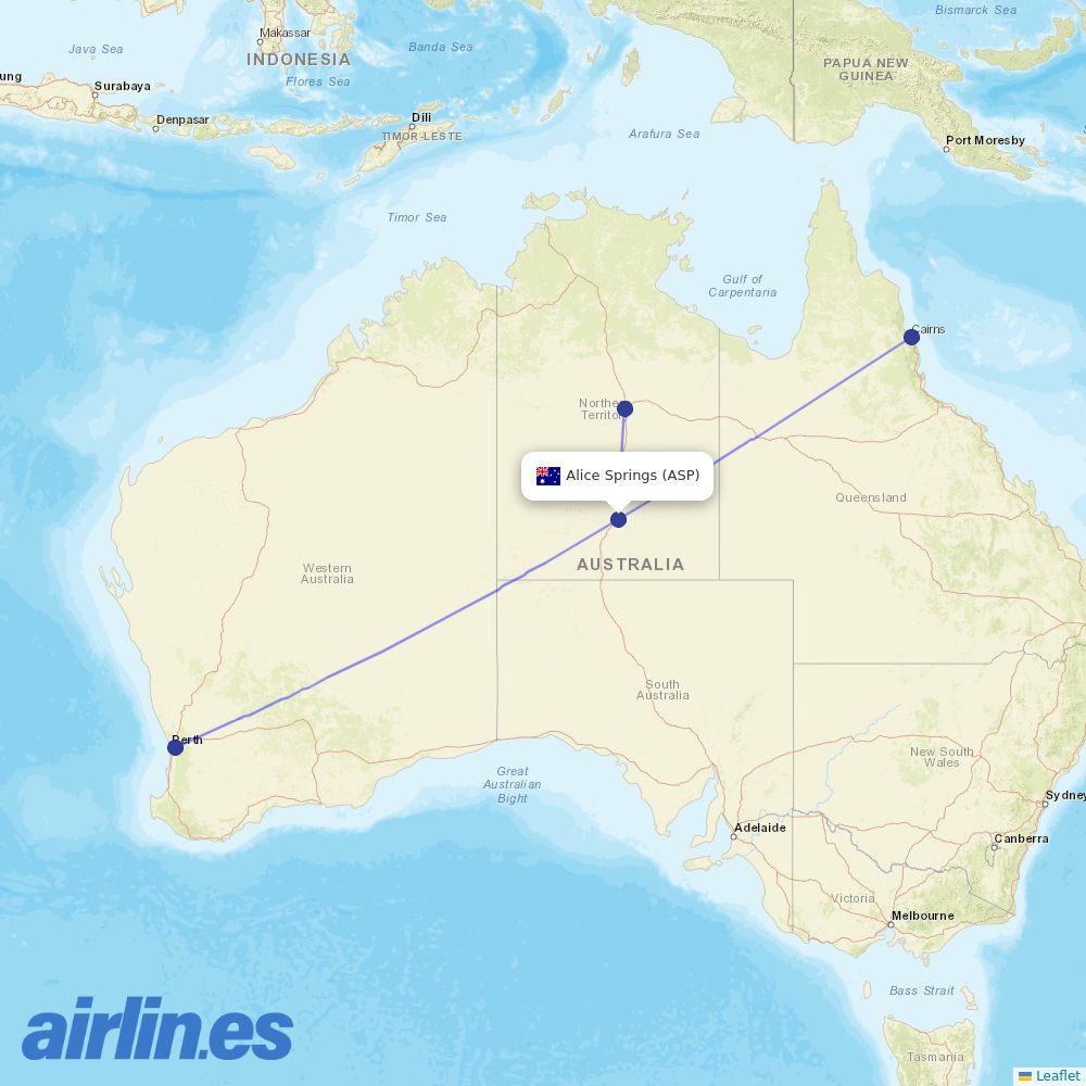 Airnorth from Cairns International destination map