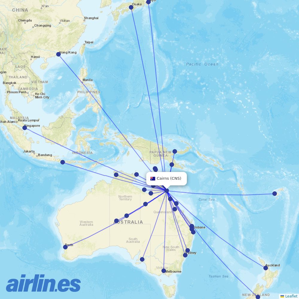 FlexFlight from Cairns International destination map