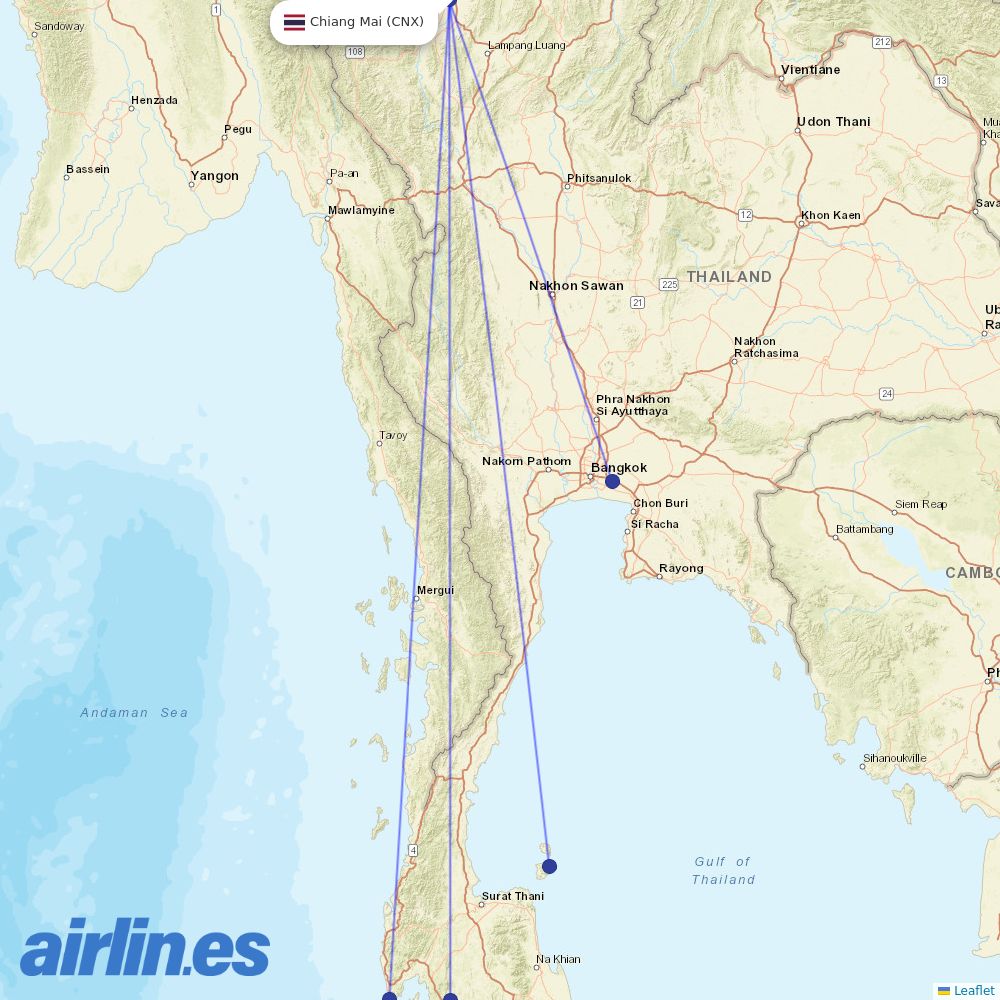 Bangkok Airways at CNX route map