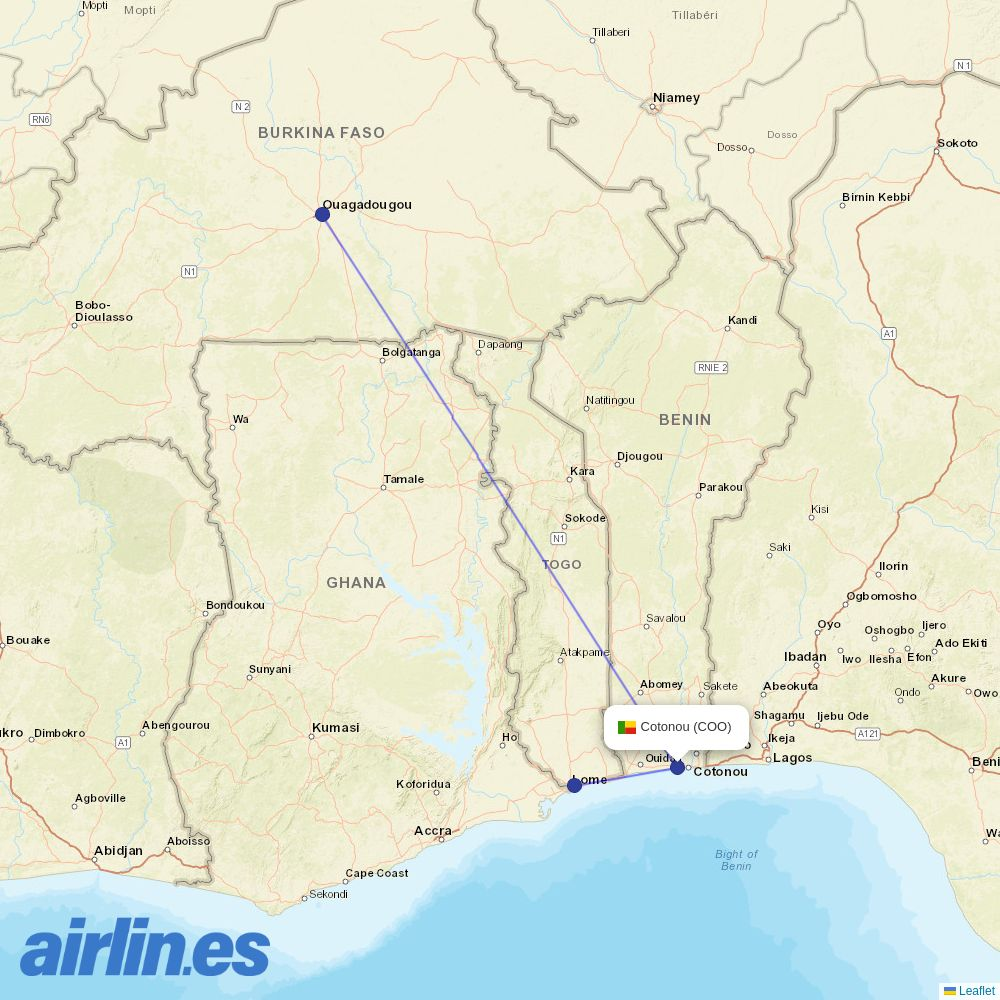 Air Burkina at COO route map