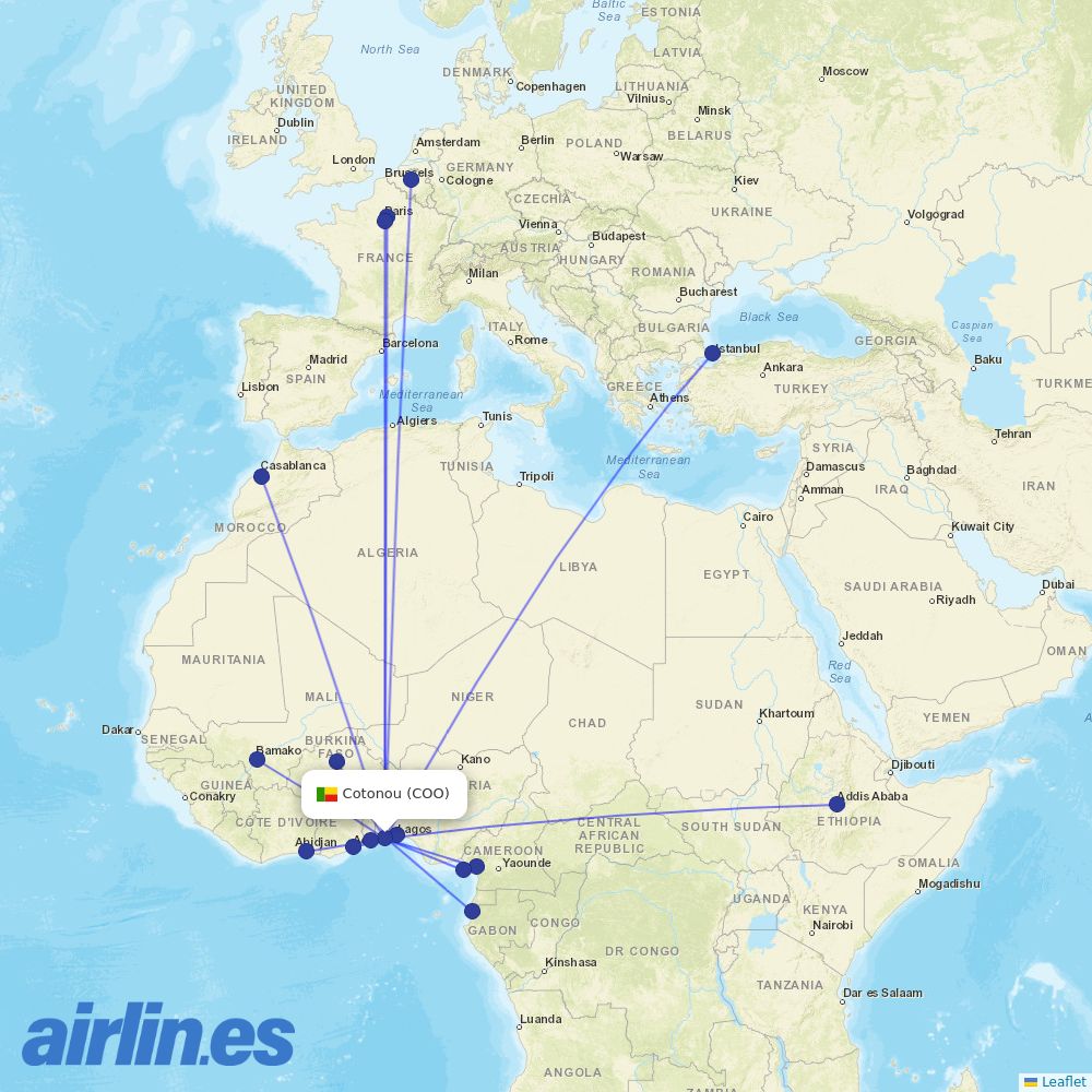 Air Senegal at COO route map