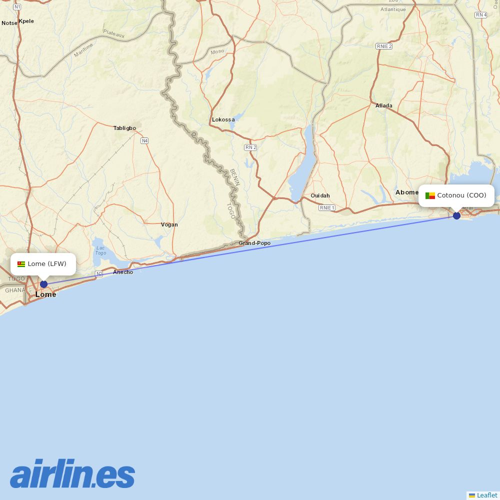 ASKY Airlines from Cotonou Cadjehoun destination map