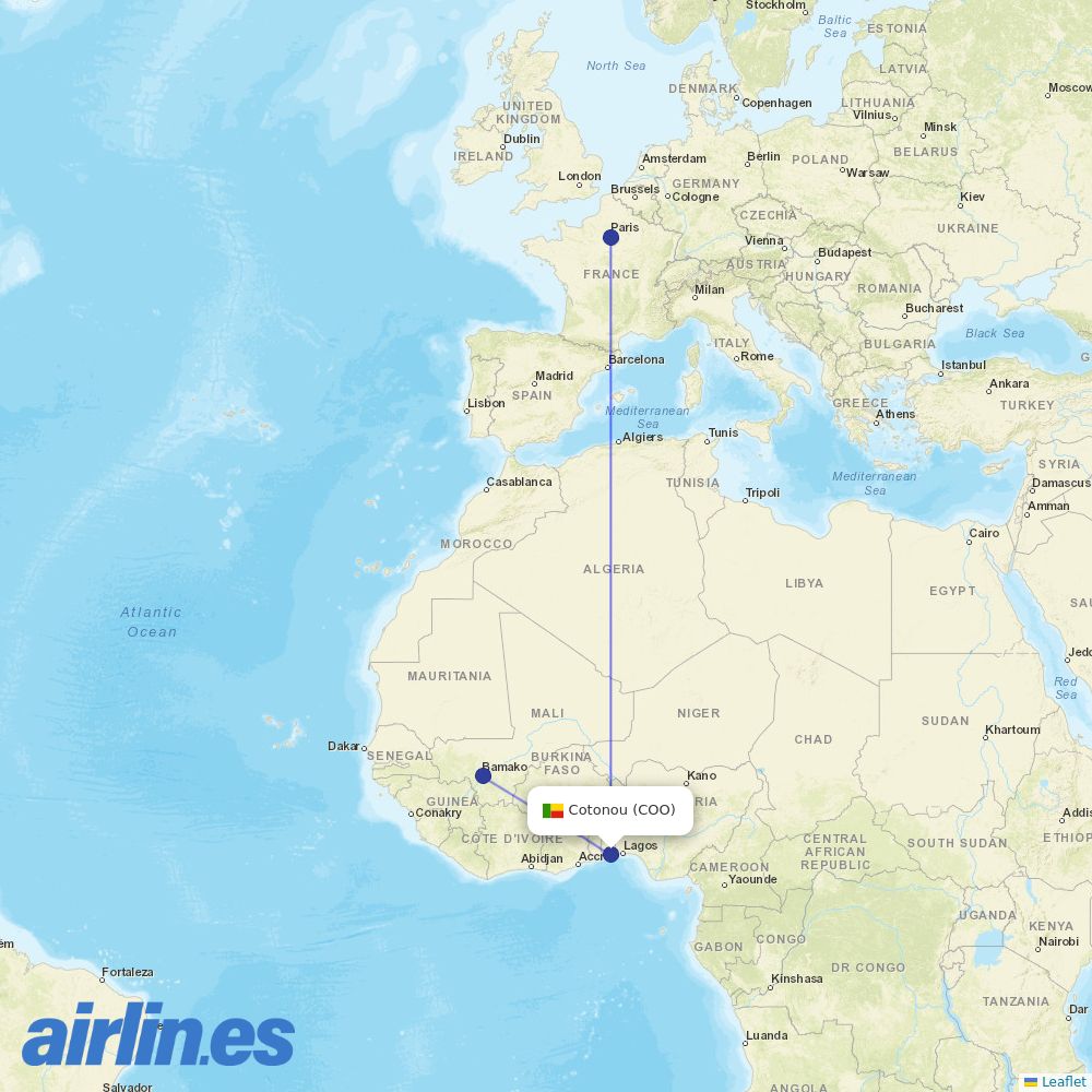 Corsair at COO route map