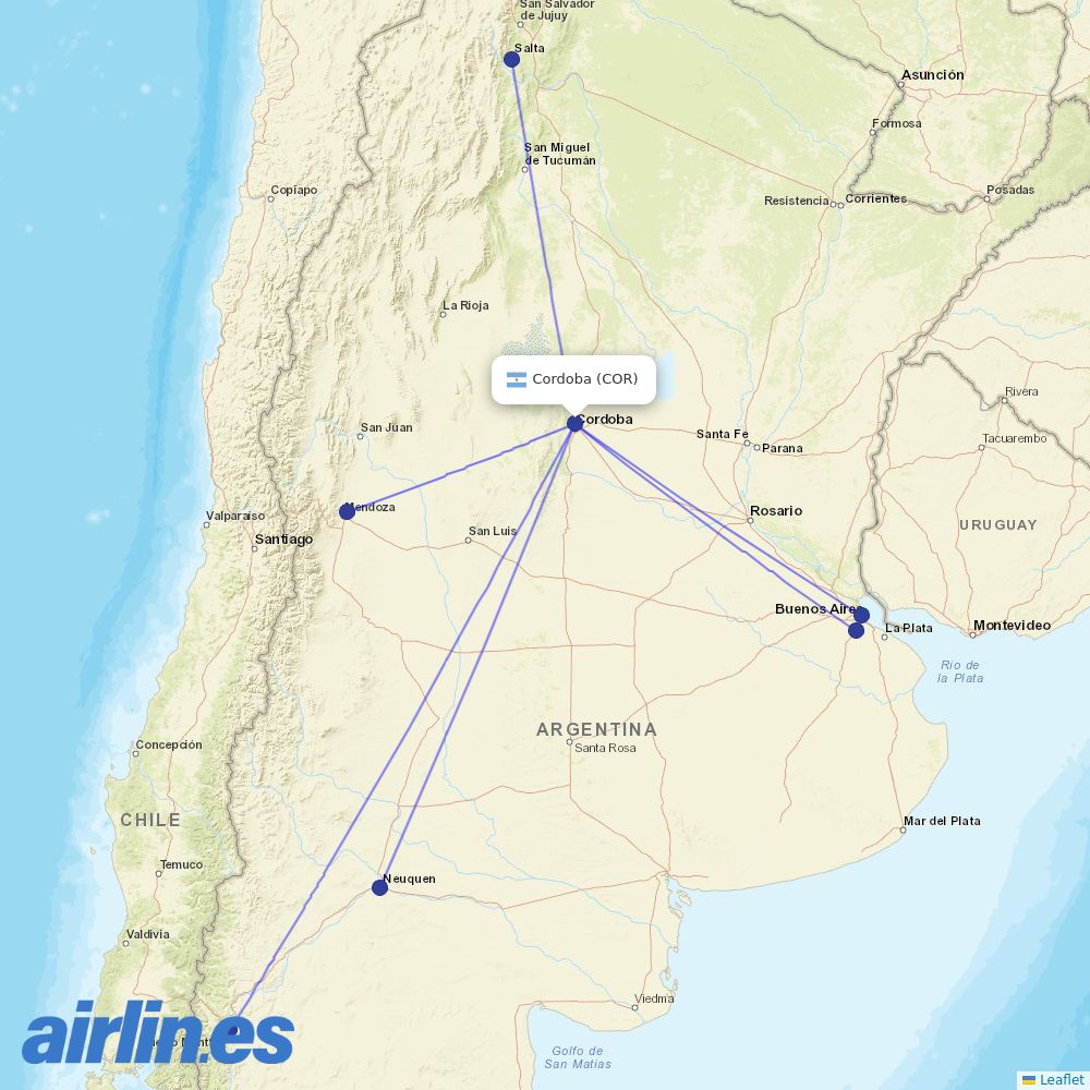 Felix Airways at COR route map