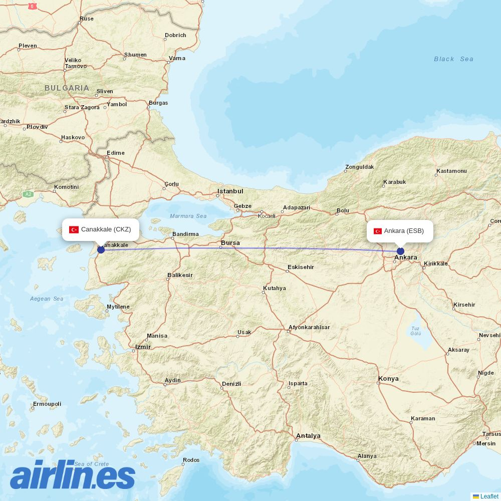 AJet at COV route map