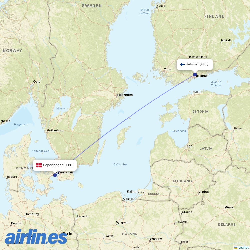 Finnair at CPH route map