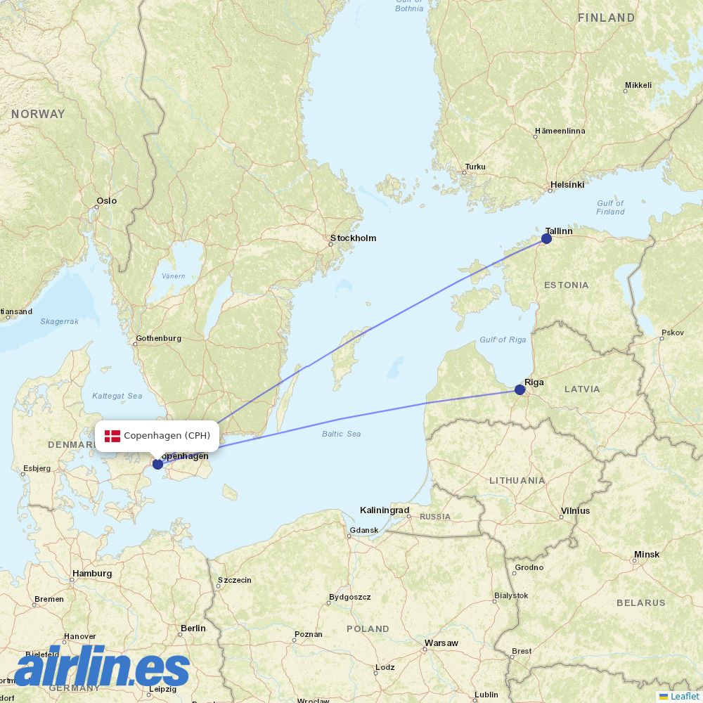 Air Baltic at CPH route map
