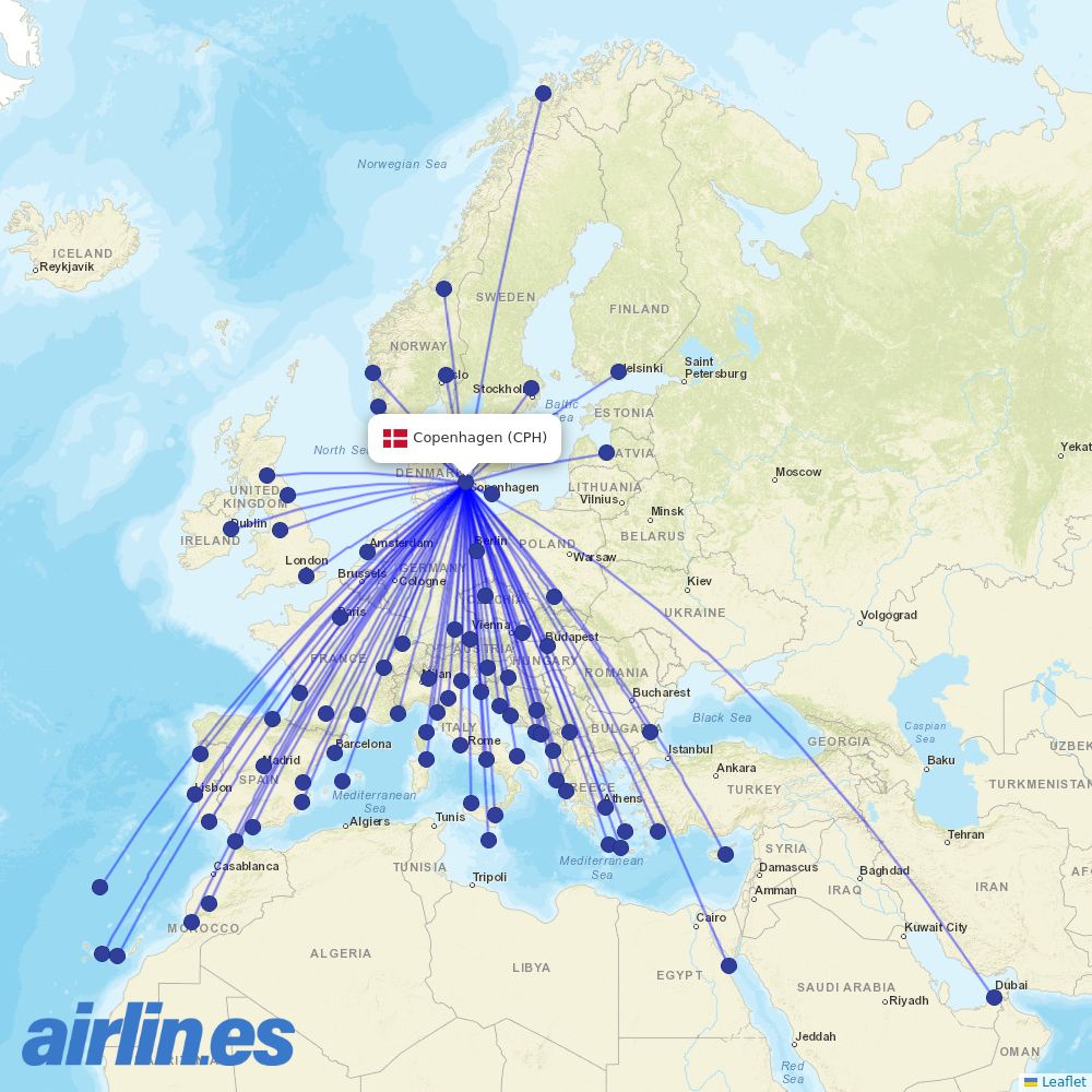 Norwegian Air Sweden at CPH route map