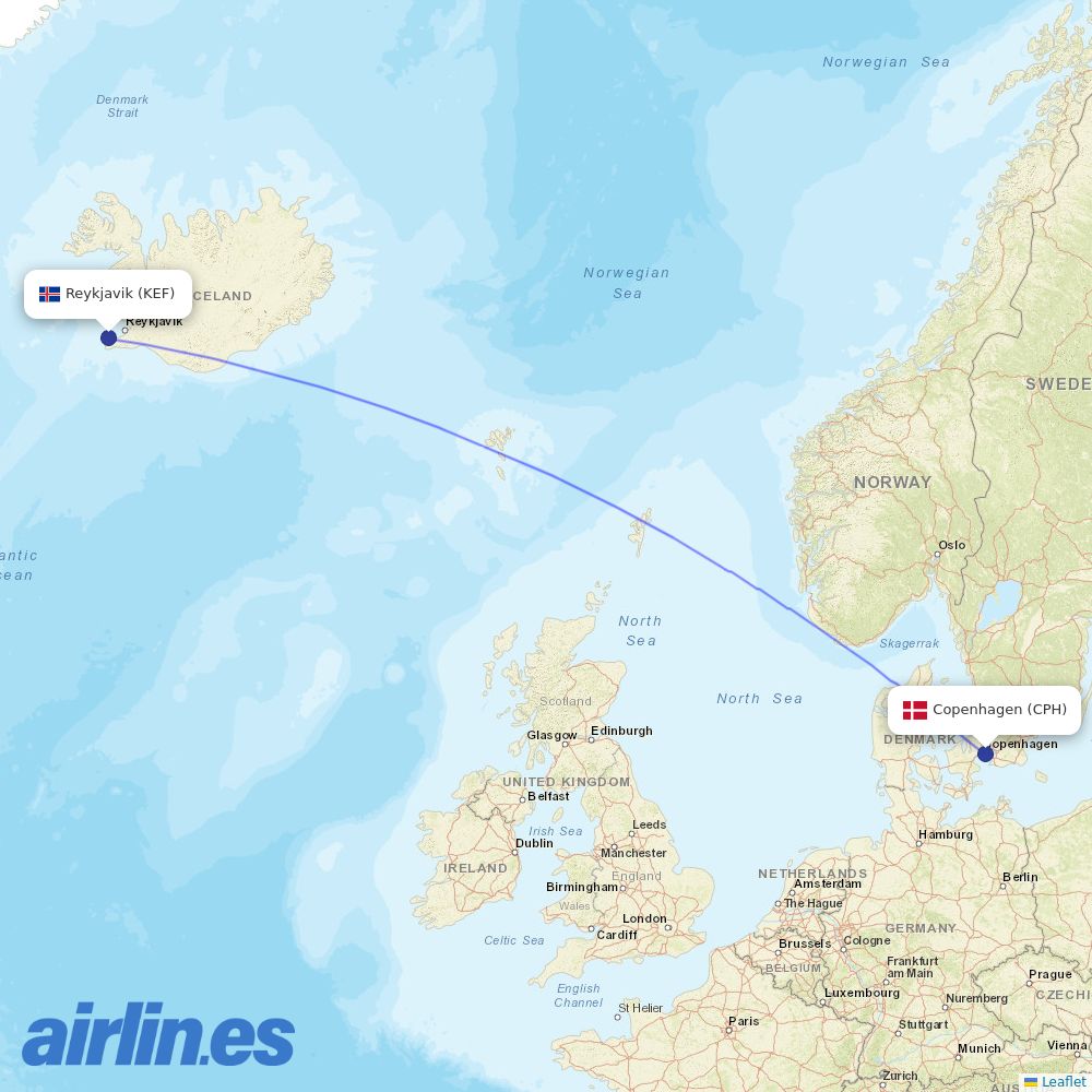 Icelandair at CPH route map