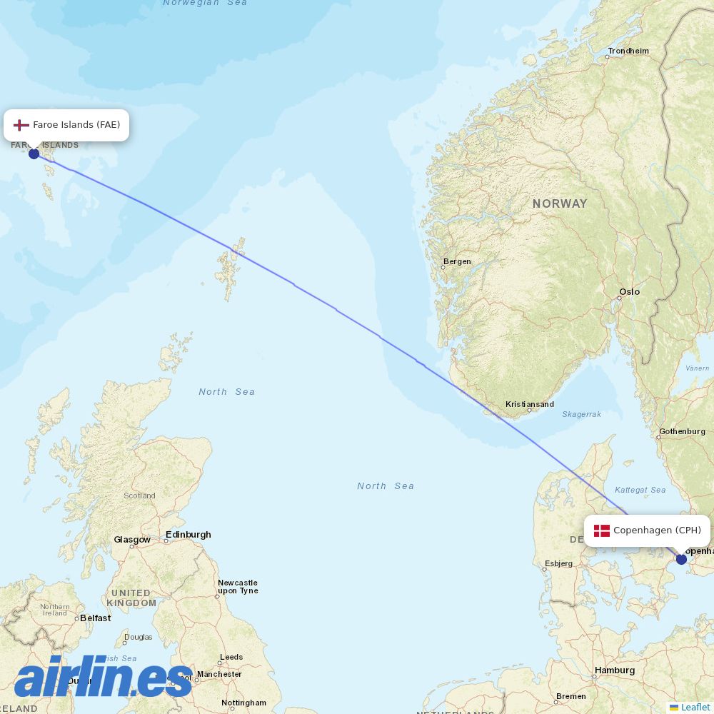 Atlantic Airways at CPH route map