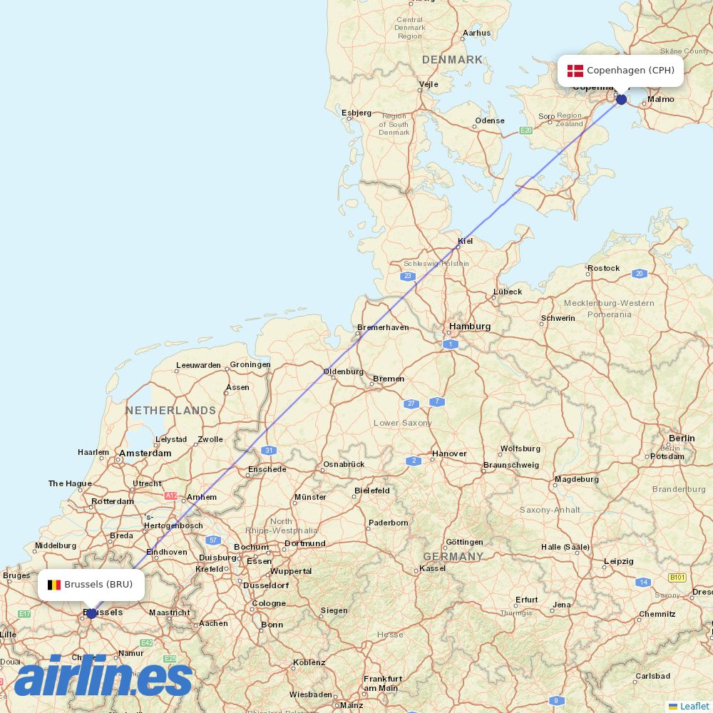 Brussels Airlines at CPH route map