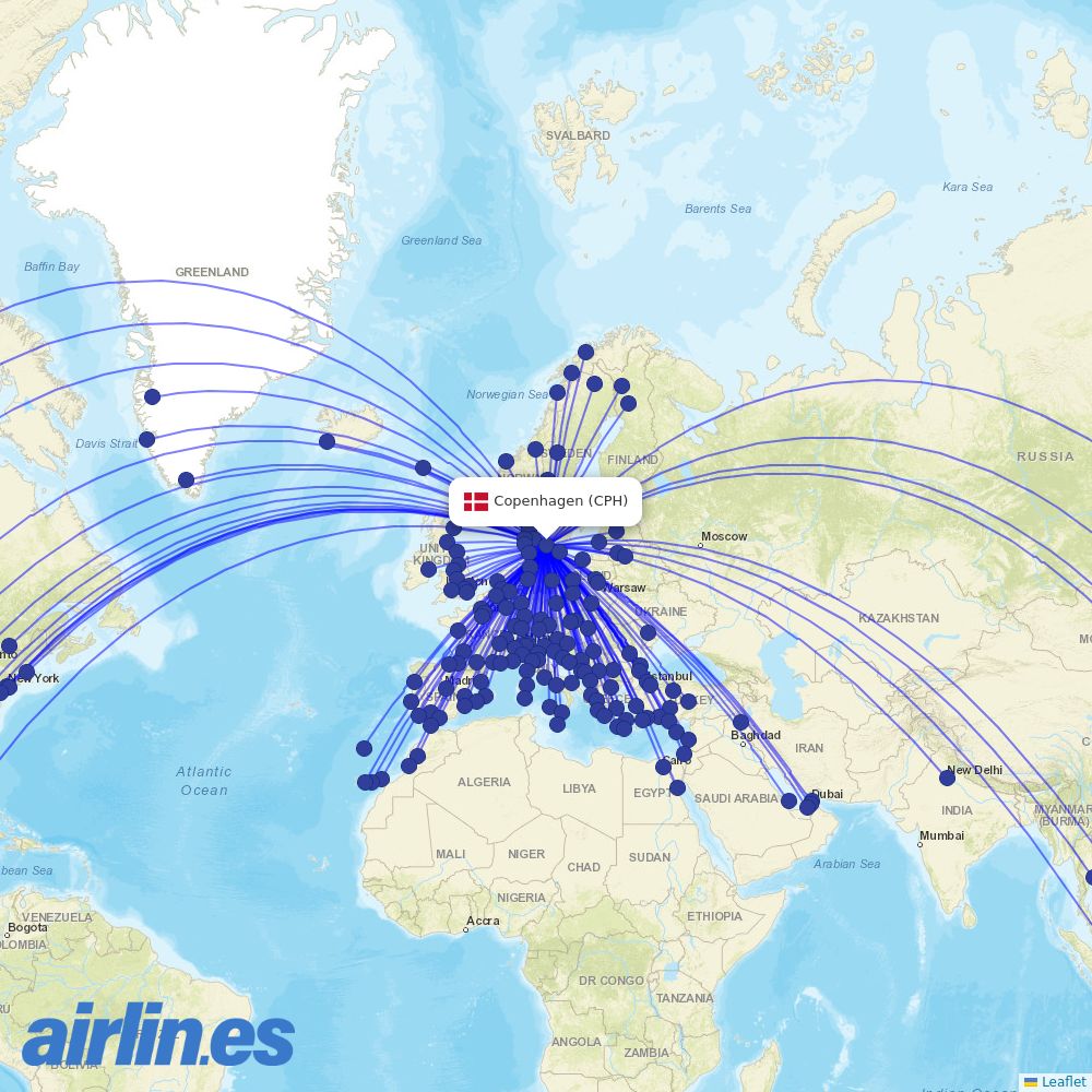 SunExpress from Copenhagen Airport destination map