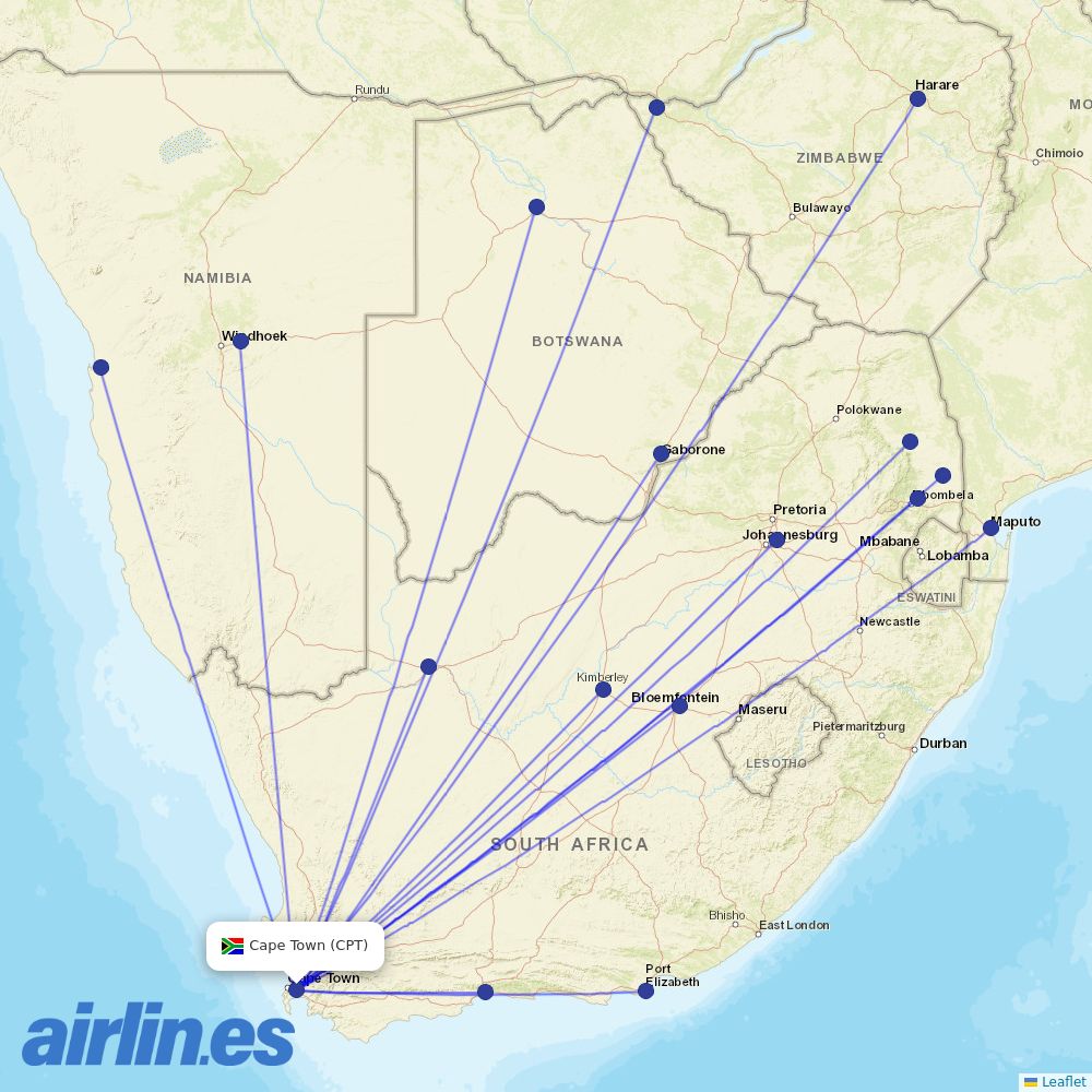Airlink at CPT route map