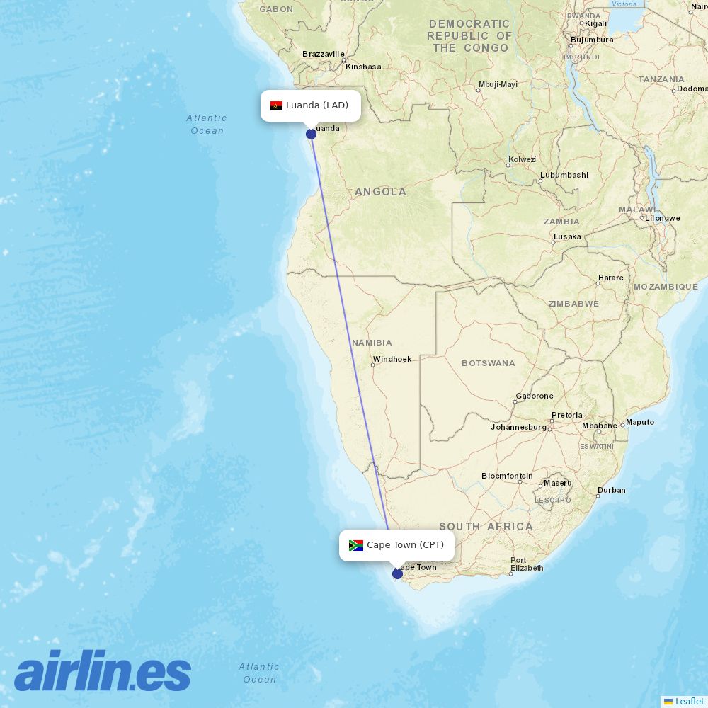 TAAG at CPT route map