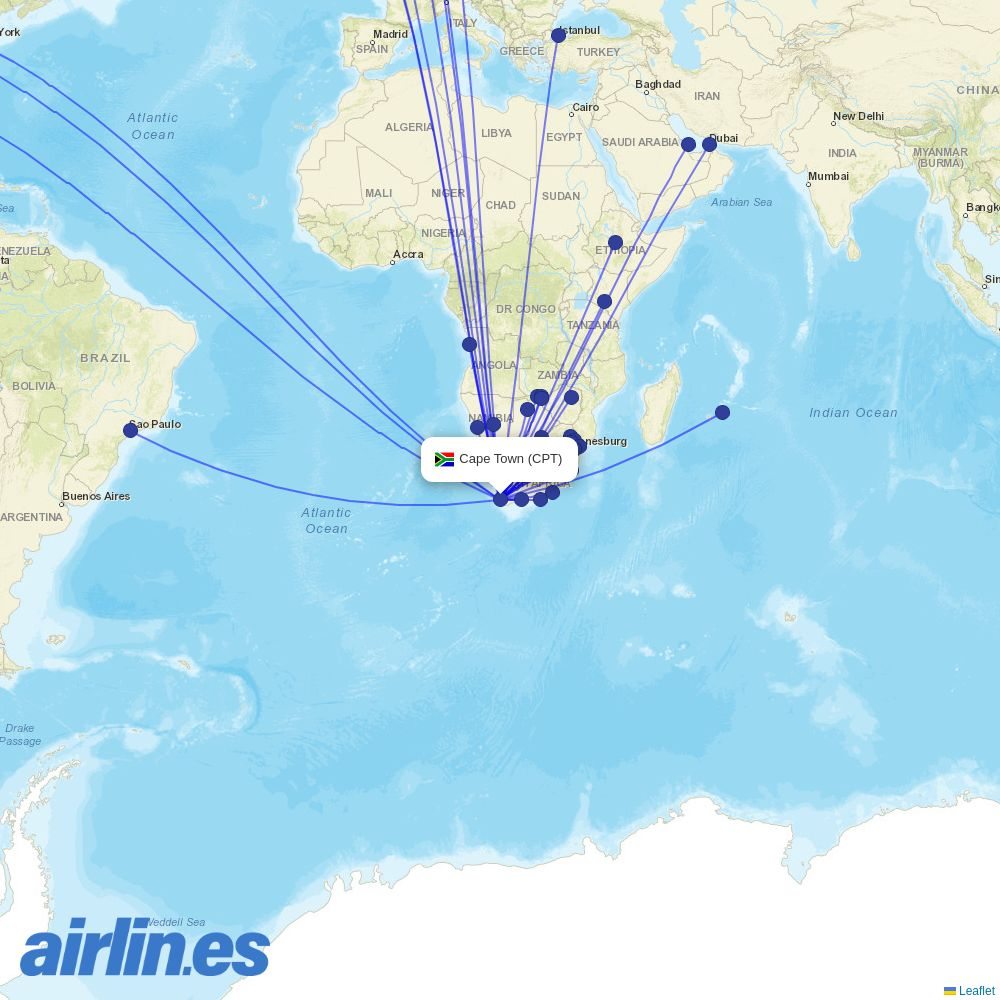 Eswatini Air at CPT route map