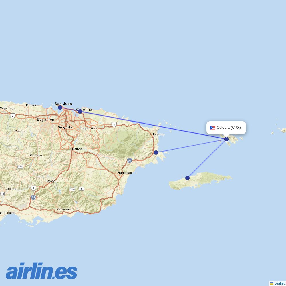Air Flamenco from Benjamin Rivera Noriega Airport destination map