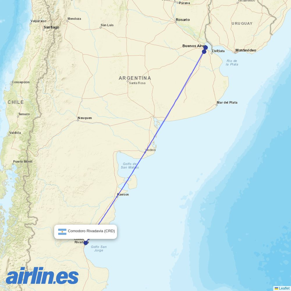 JetSMART from Comodoro Rivadavia destination map