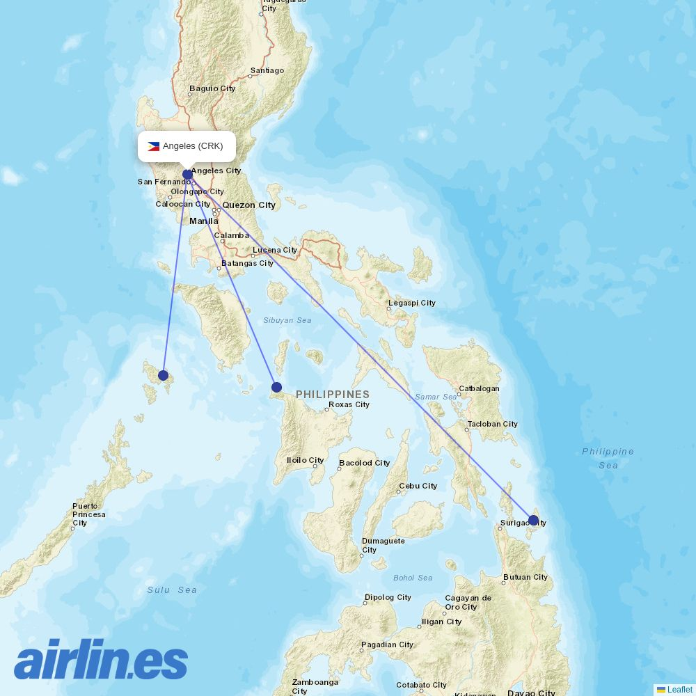 Sunlight Air from Diosdado Macapagal International destination map