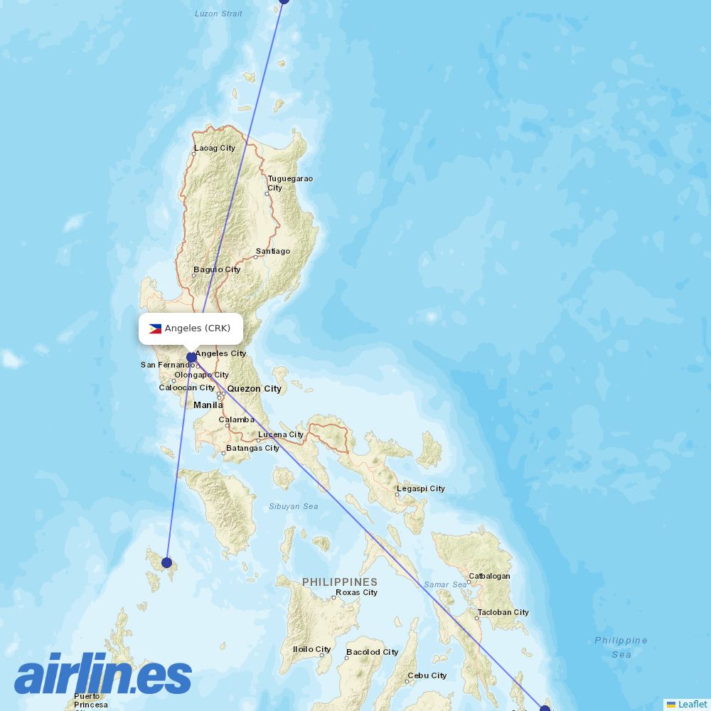 Philippine Airlines from Diosdado Macapagal International destination map