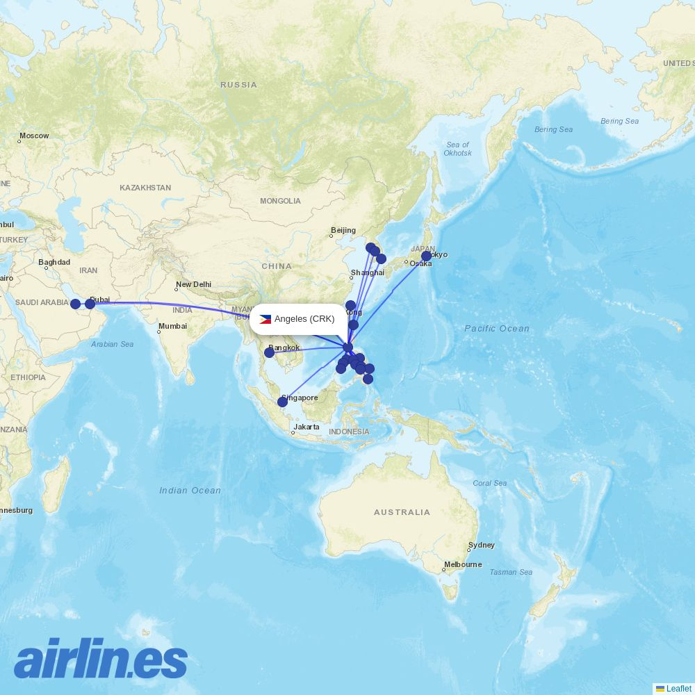 HK Express from Diosdado Macapagal International destination map