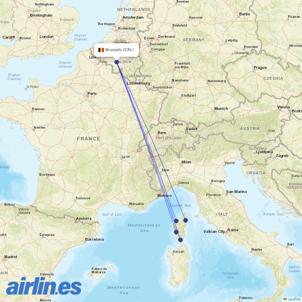 Air Corsica at CRL route map