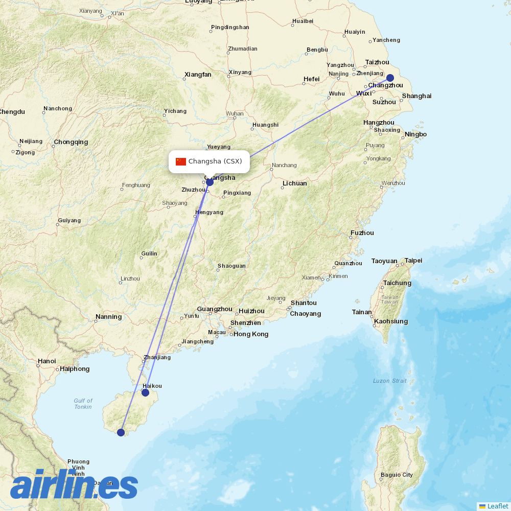 Donghai Airlines at CSX route map