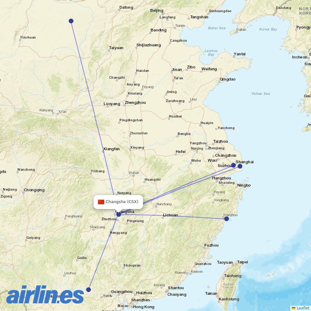Shanghai Airlines at CSX route map