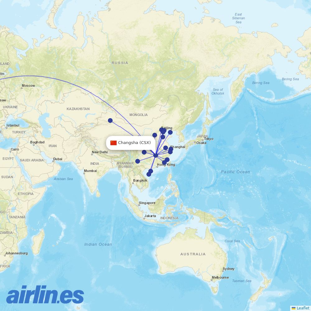 Hainan Airlines at CSX route map