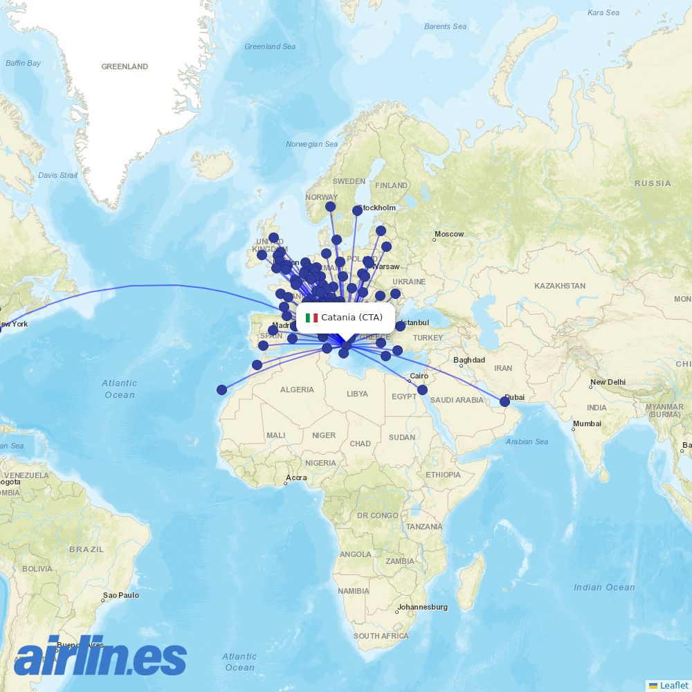 ITA Airways at CTA route map