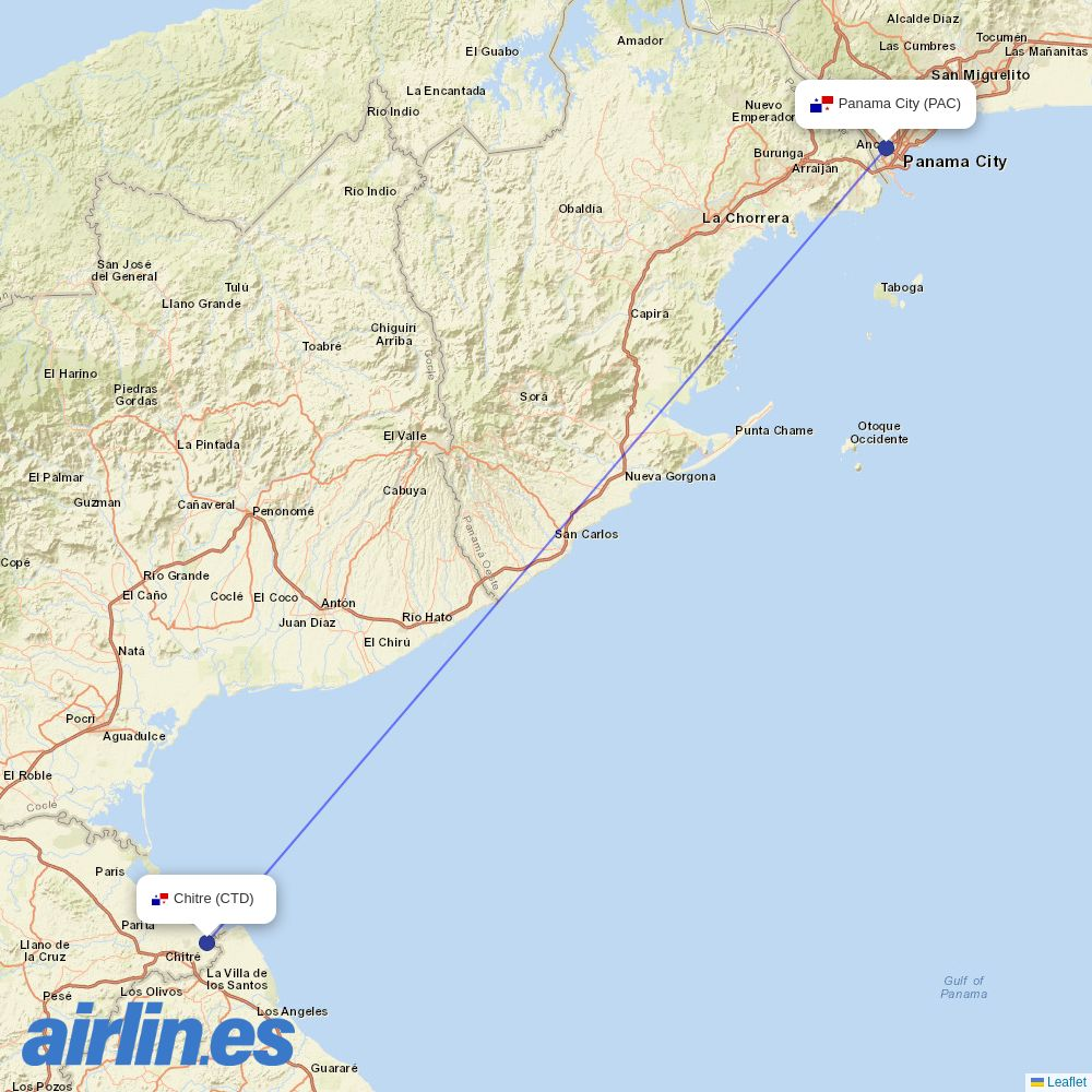 Air Panama at CTD route map