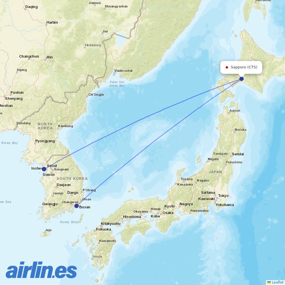 Jeju Air at CTS route map