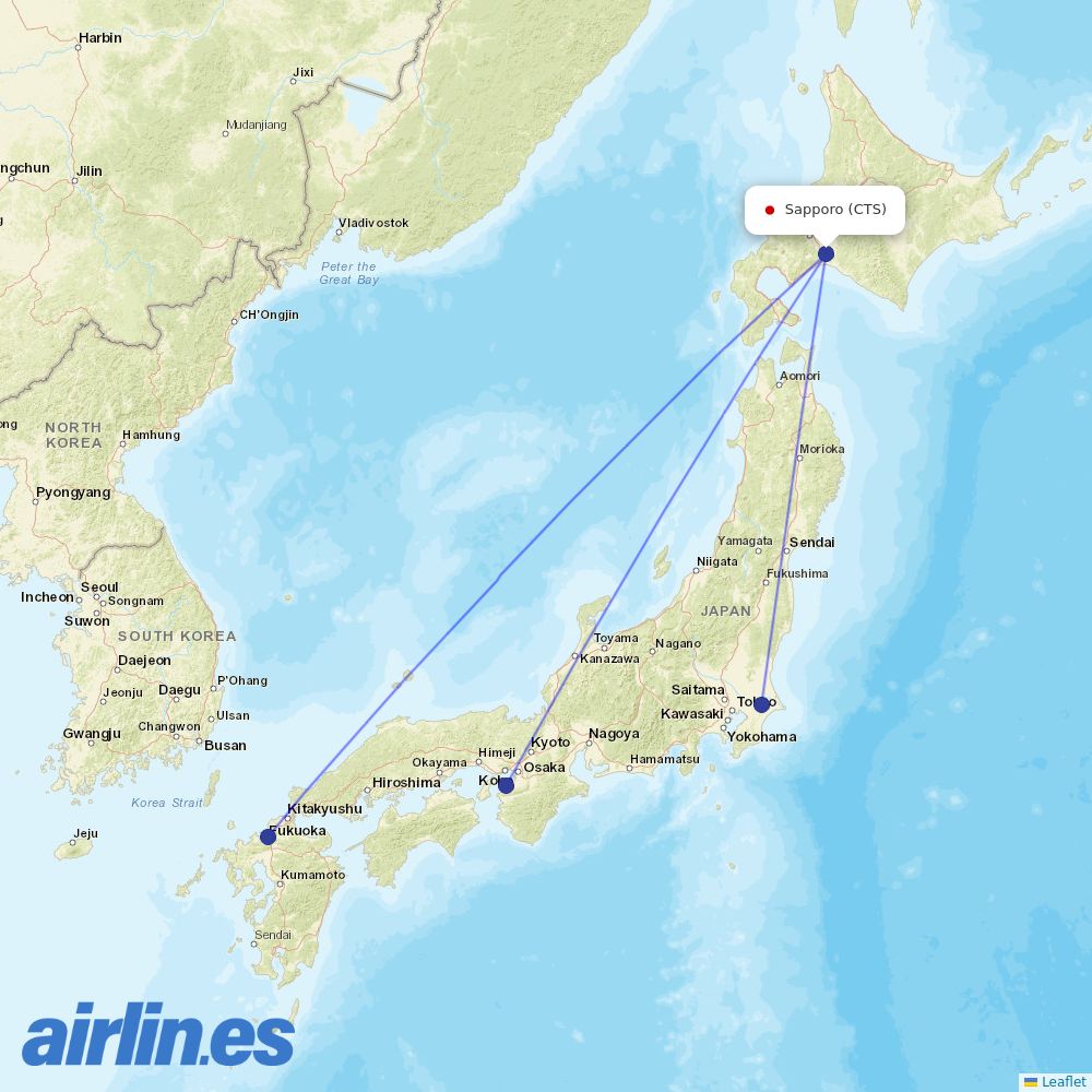 Jetstar Japan at CTS route map