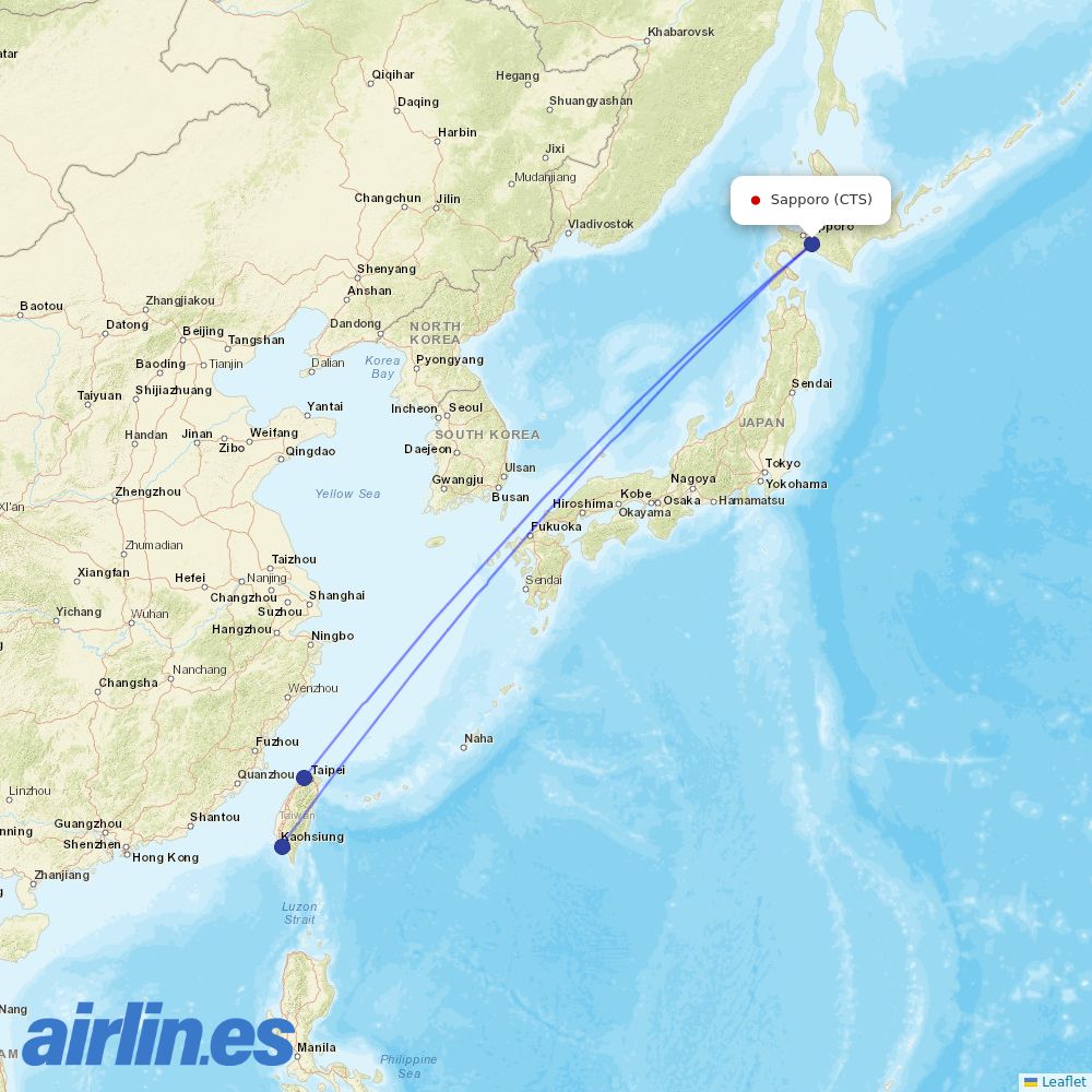 Tigerair Taiwan at CTS route map