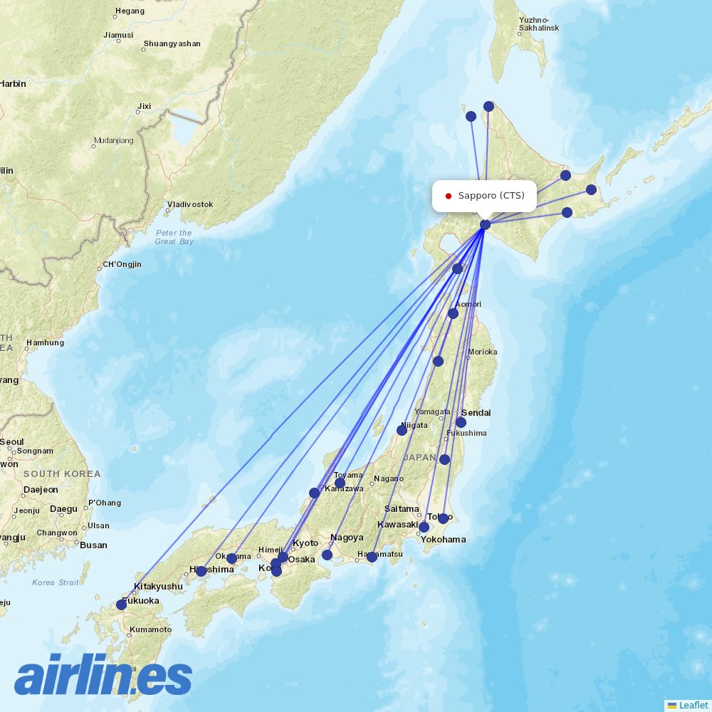 ANA from Sapporo destination map