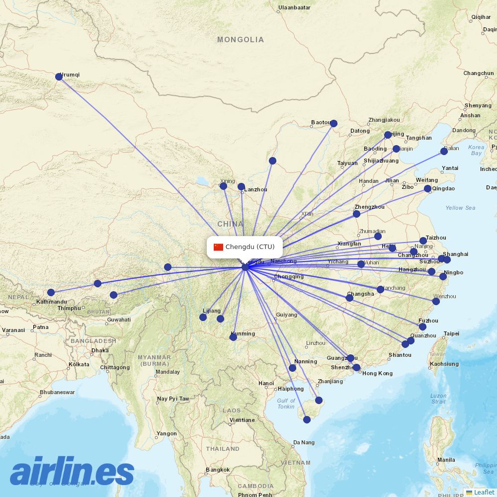 Air China at CTU route map