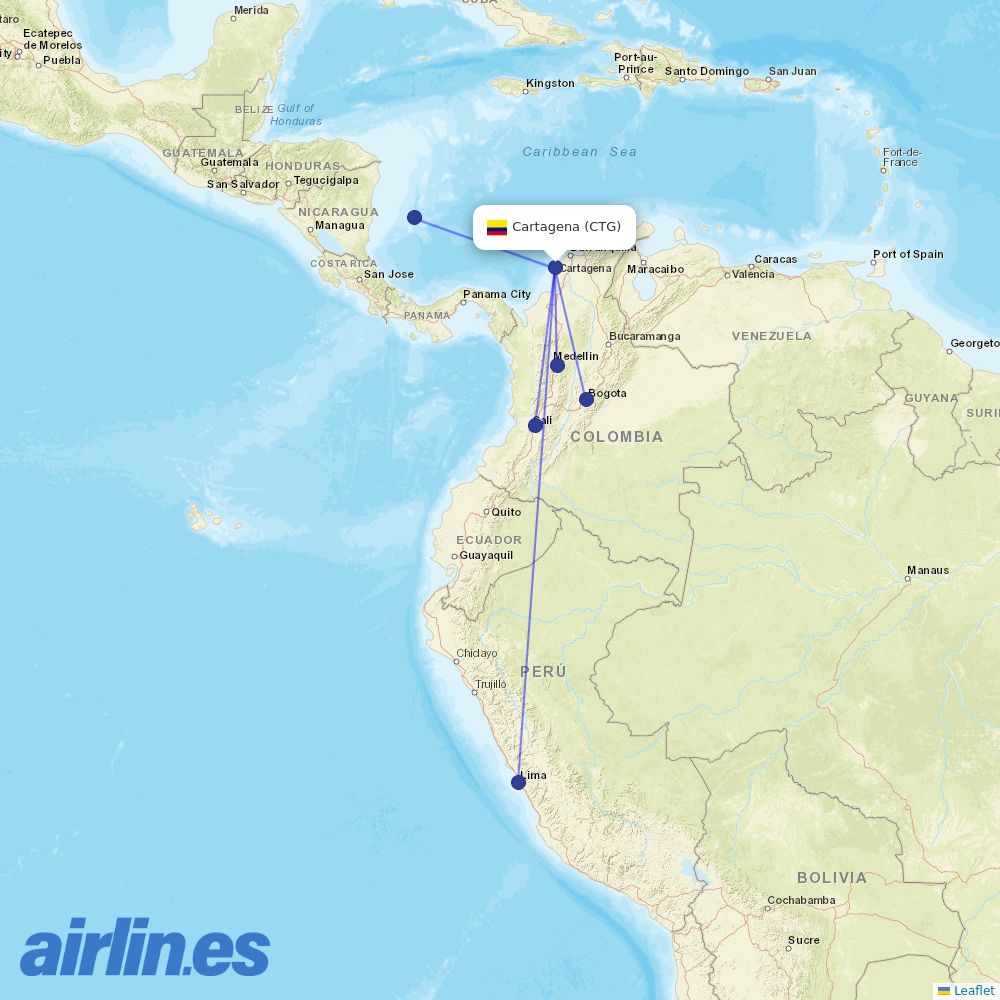 LATAM Airlines from Camilo Daza International Airport destination map