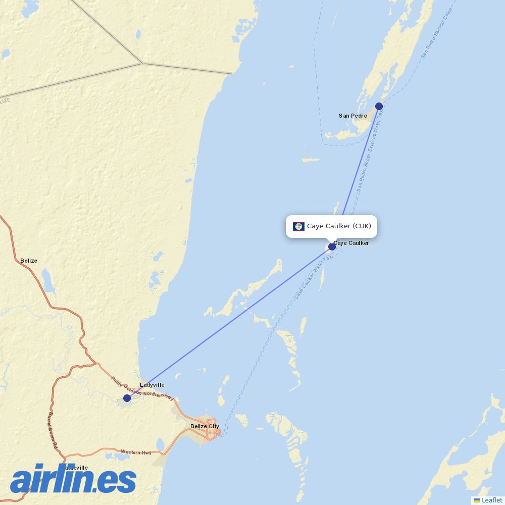 Tropic Air at CUK route map