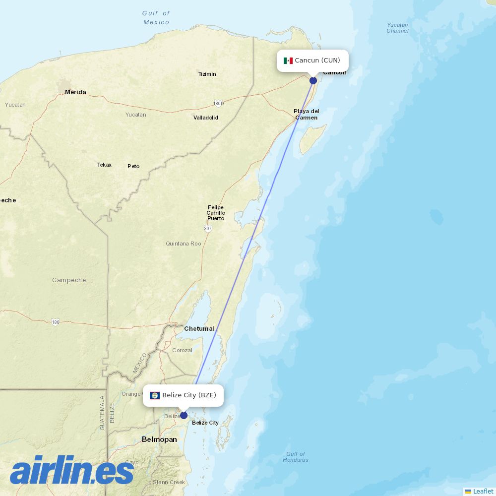 Tropic Air at CUN route map