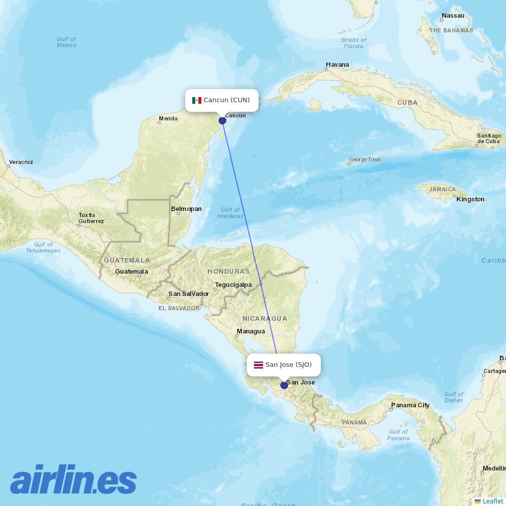 Volaris at CUN route map