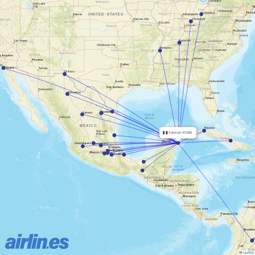 Viva at CUN route map