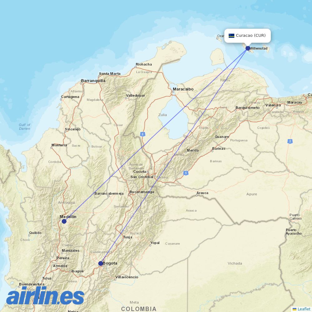 Wingo from Hato destination map