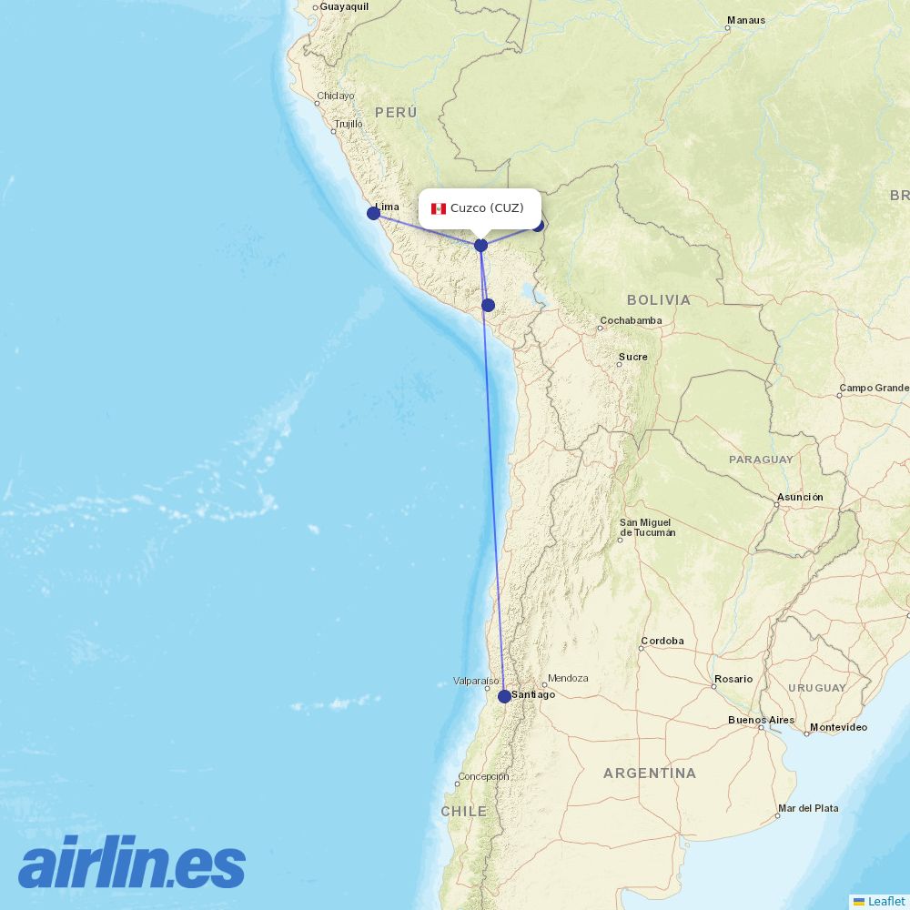 LATAM at CUZ route map