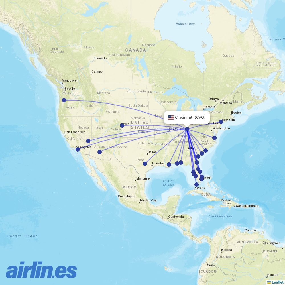 Allegiant at CVG route map