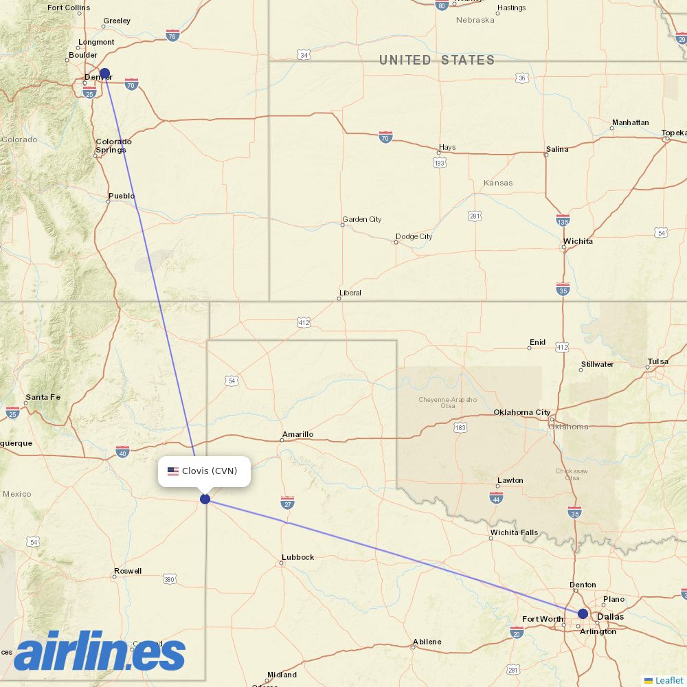 Key Lime Air from Clovis Muni destination map