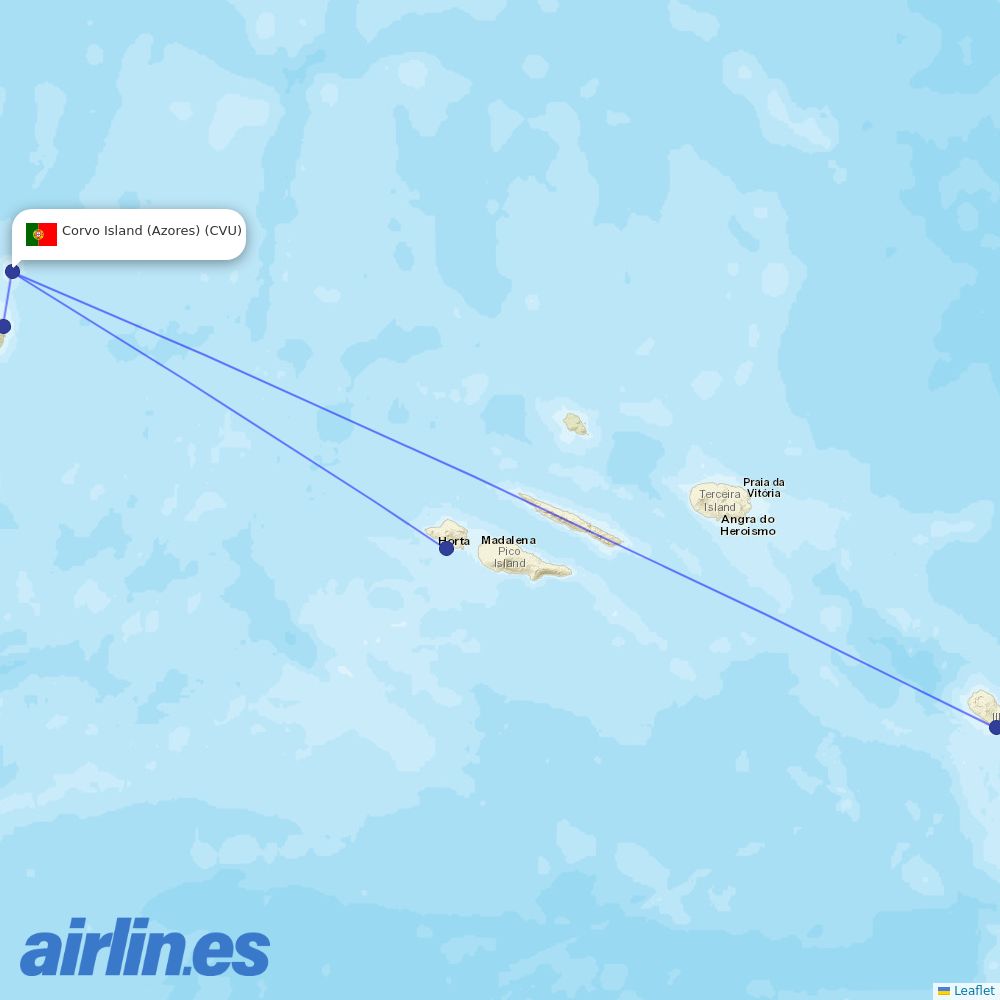 SATA - Air Acores at CVU route map