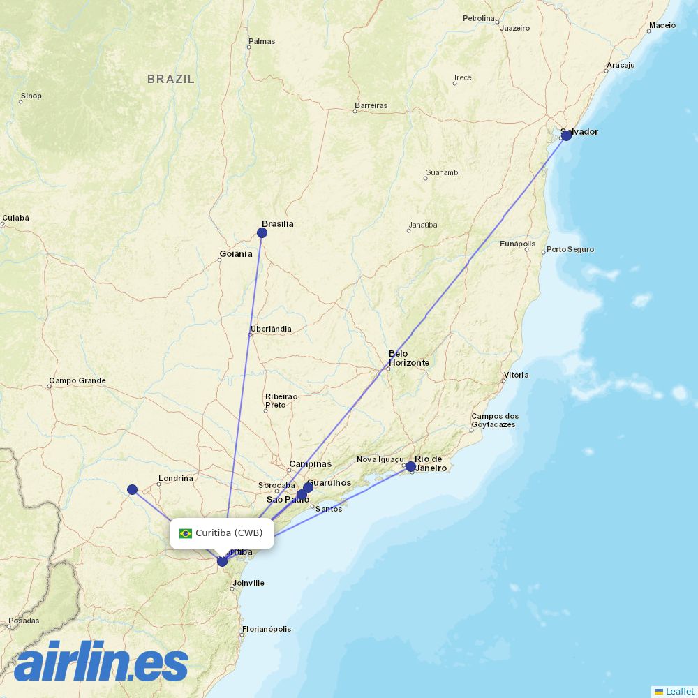 Gol at CWB route map