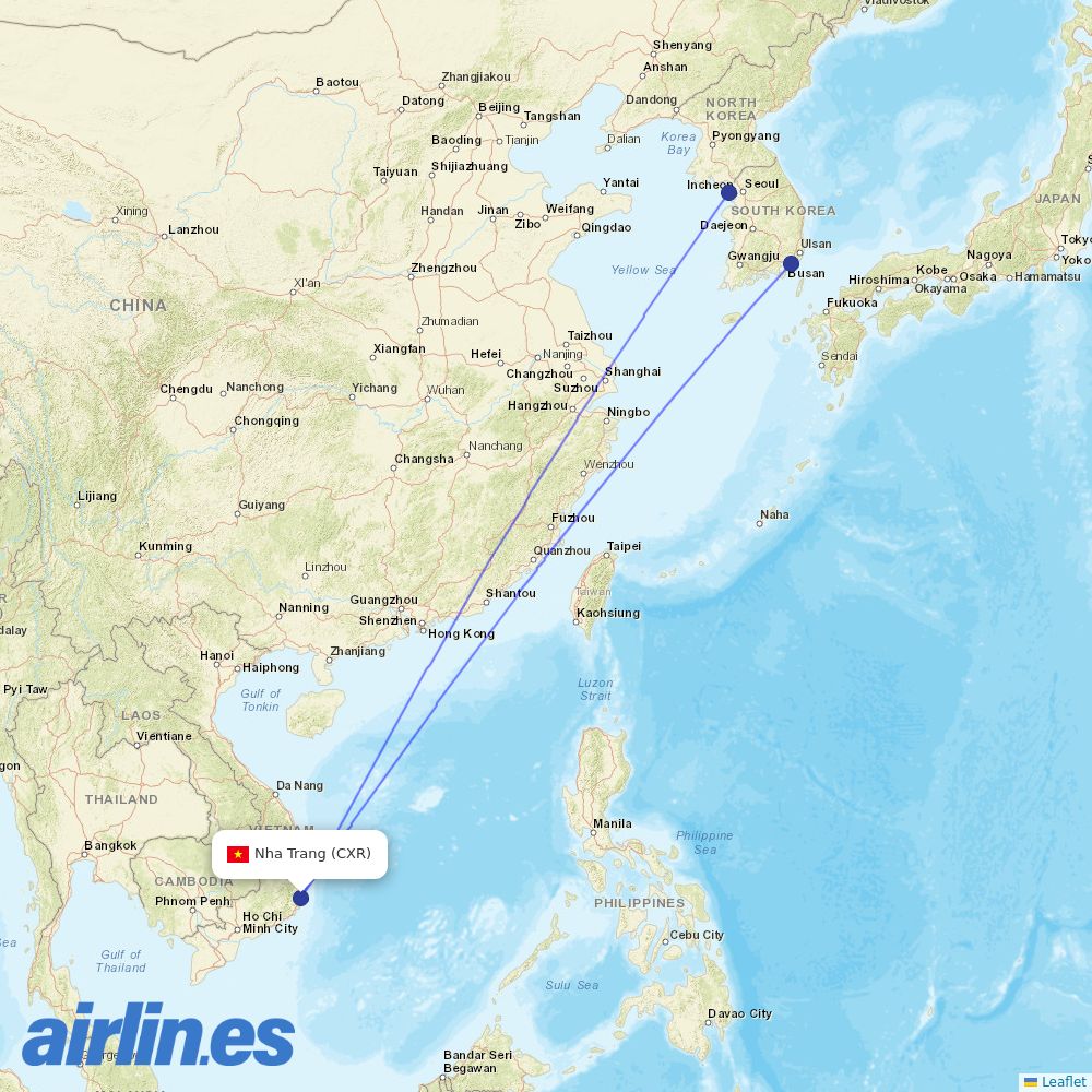 Air Busan at CXR route map