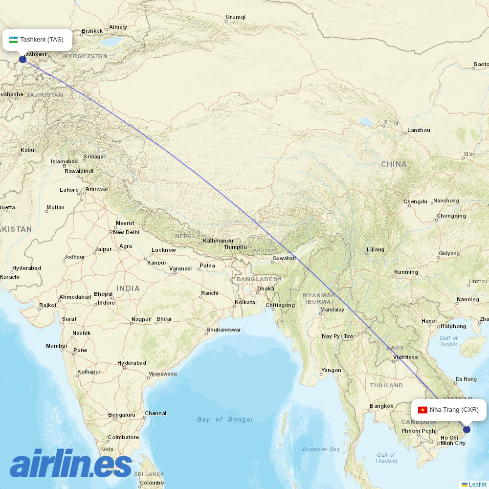 Centrum Air from Cam Ranh Airport destination map