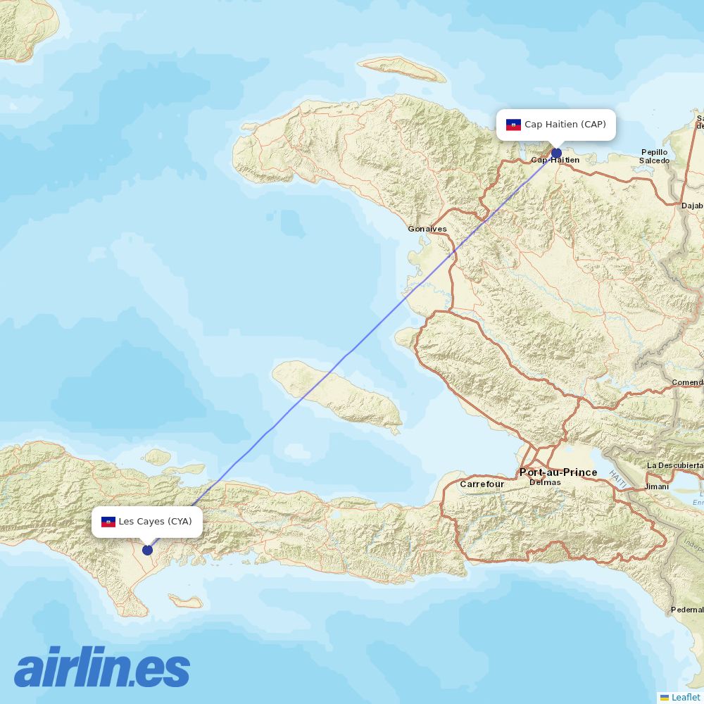 Sunrise Airways at CYA route map